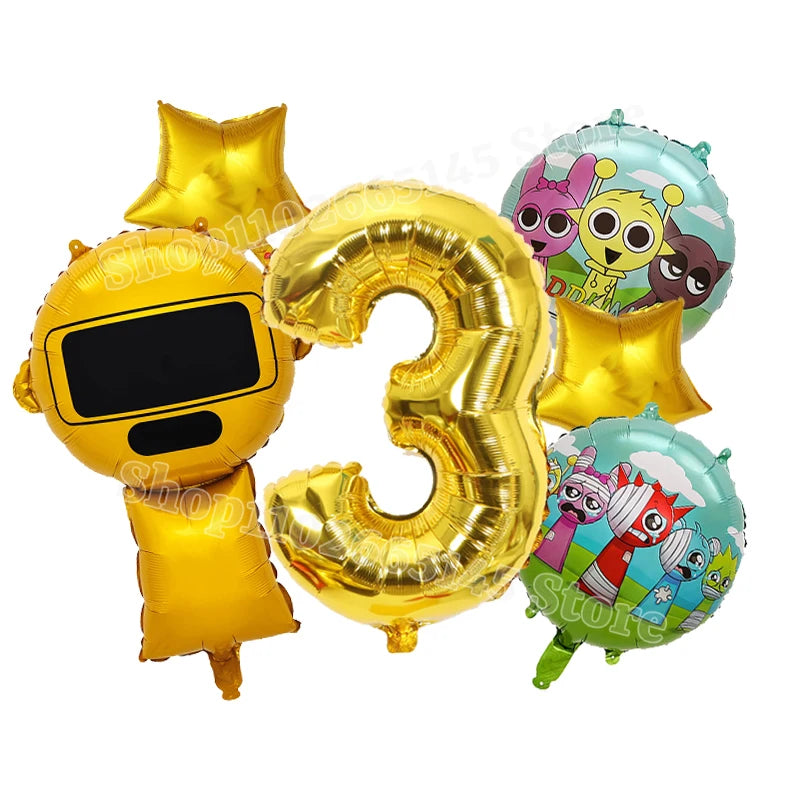 Sprunki Cute Balloons Kids New Digit 1-10 Party Decoration Boys Girls Birthday Baby Shower Gender Reveal Ballons Children Gift