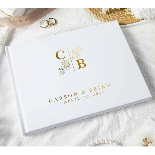 Personalized Wedding Guest Book Custom Black and White Guestbook for Reception, Engagement, Anniversary Keepsakes, Wedding Gifts