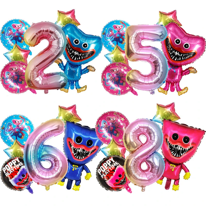 Poppys Playtime Anime Balloons New Kids Birthday Number 1-10 Ballons Baby Shower Gender Reveal Party Decoration Children Gift