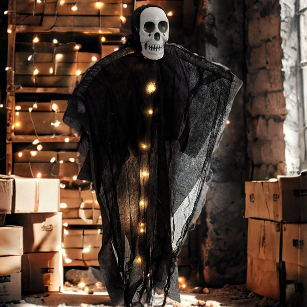 Halloween Hanging Skeleton Ghost Decoration Lighted Skull Ornament Horror Props Haunted House Outdoor Tree Decor Party Supplies