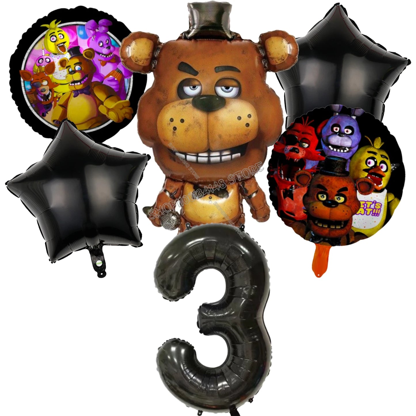 Fnafs Birthday Ballons 6pcs Five Nights At Freddys Party Number Balloons Decoration Props Ornaments Aluminium Balloon Kids Gift