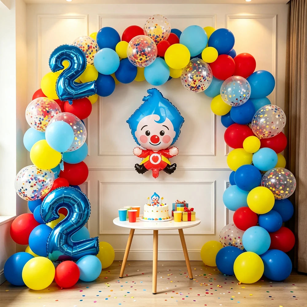 98pcs/Set Cartoon Clown Arch Garland Kit Foil Number Balloons Latex Air Globos Baby Shower Birthday Party Decorations Supplies