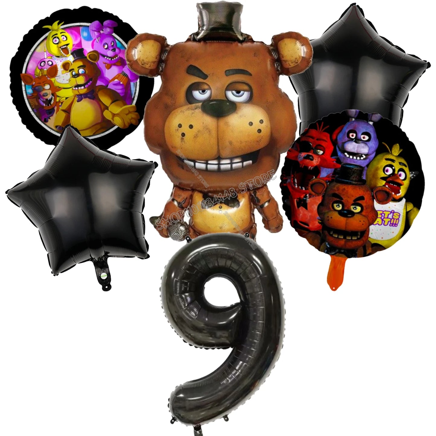 Fnafs Birthday Ballons 6pcs Five Nights At Freddys Party Number Balloons Decoration Props Ornaments Aluminium Balloon Kids Gift
