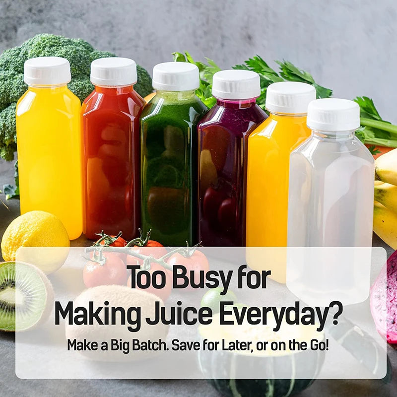 Empty Plastic Juice Bottles With Caps Water Bottles Clear Bulk Drink Containers With Lids Juicing Drinking Milk Jam Container