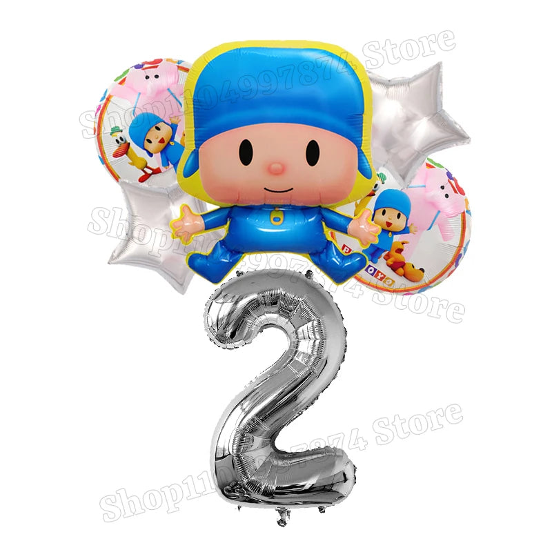 Kids Digit 1-10 Balloons P-pocoyos Kawaii Party Decoration Boys Girls Birthday Baby Shower Gender Reveal Ballons Children Gift