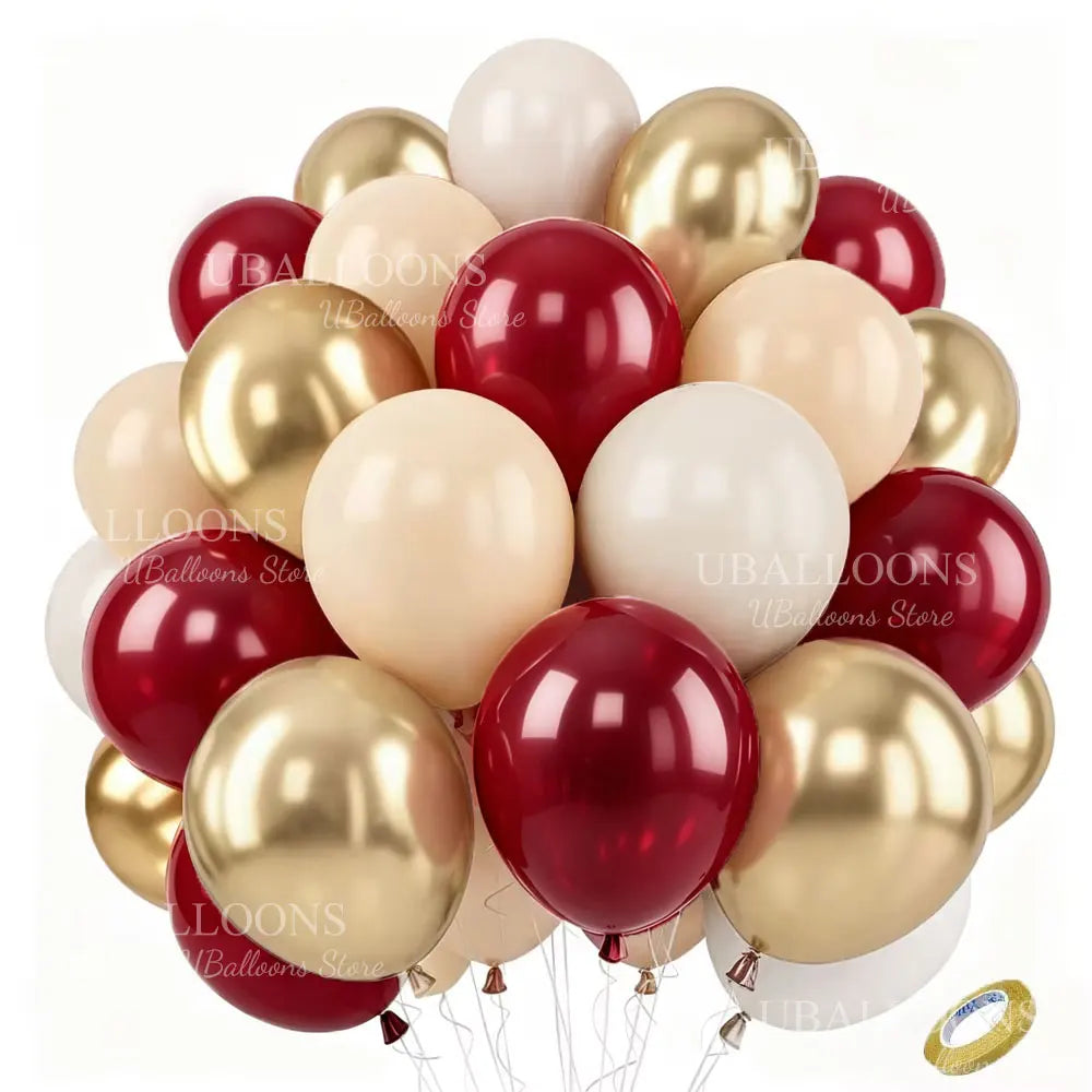 40Pcs White Sand Latex Balloons 10Inch Boho Sand White Metal Chrome Gold Balloons for Birthday Wedding Baby Shower Party Decor