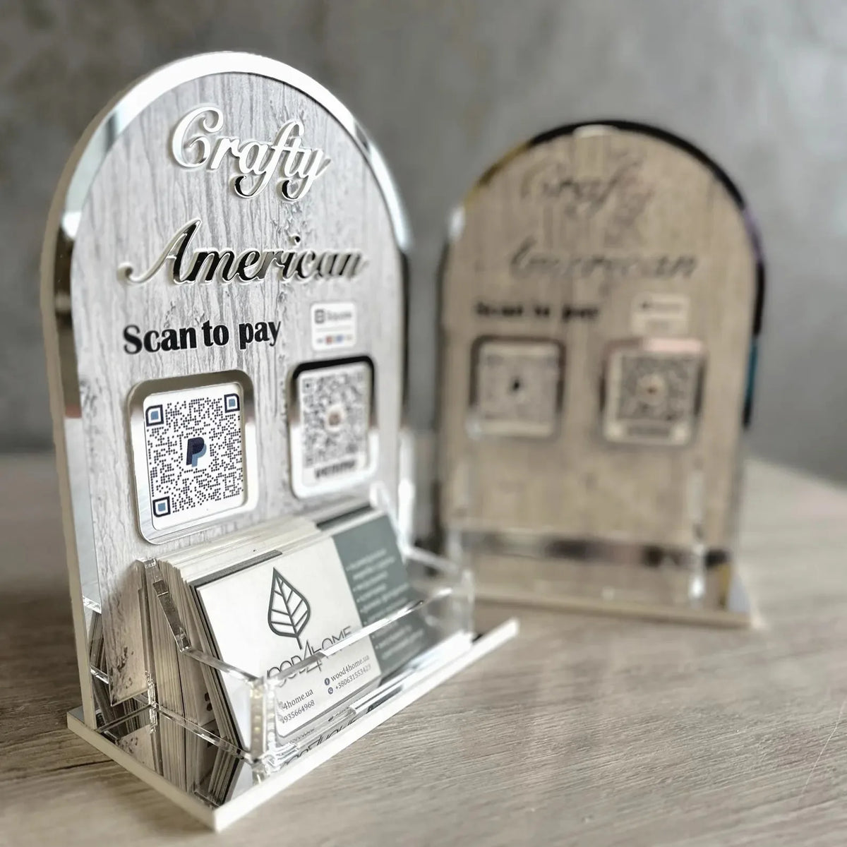 Personalized Multi QR Code Stand Acrylic Scanning Payment Display Business Store Restaurant Custom Logo Desktop Payment Sign