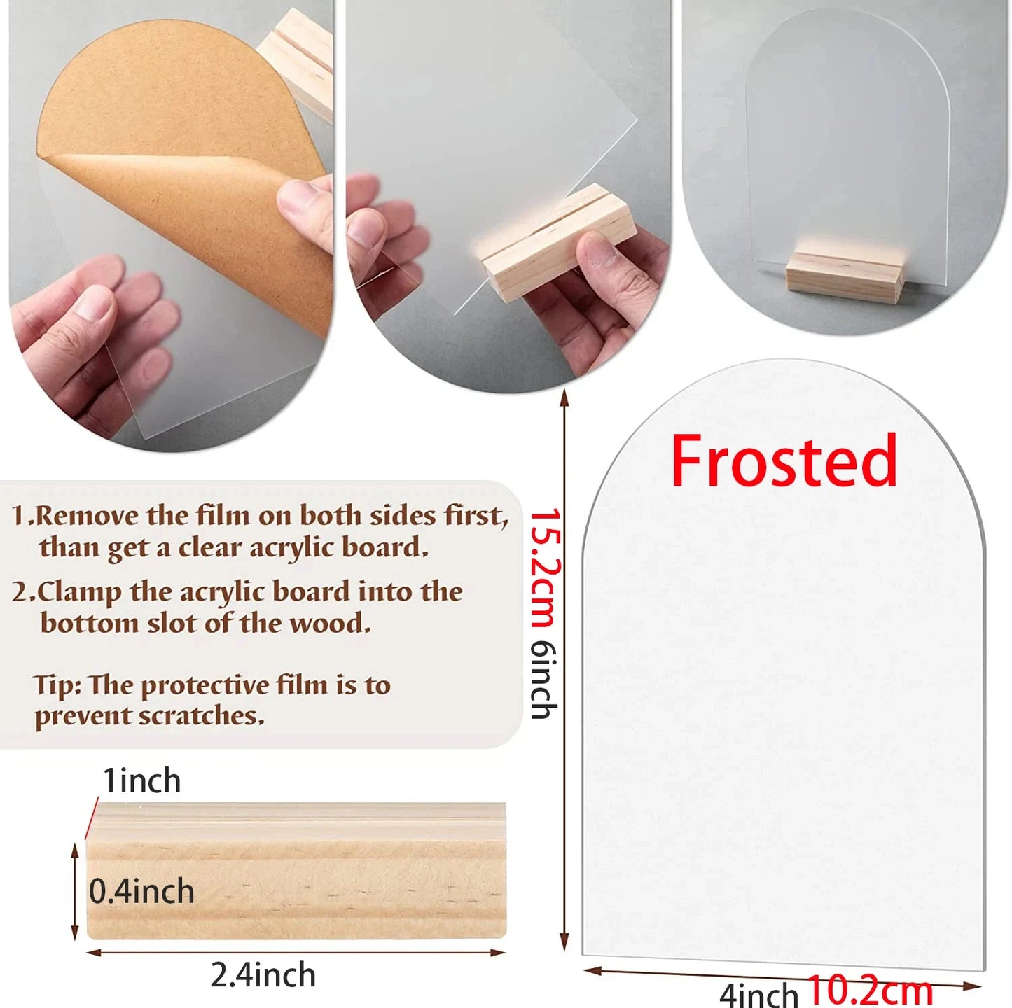Blank Frosted/Clear Arch Acrylic Sign,DIY Arch Acrylic Blanks Acrylic Sheet for Wedding Events& Parties Centerpieces Decorations