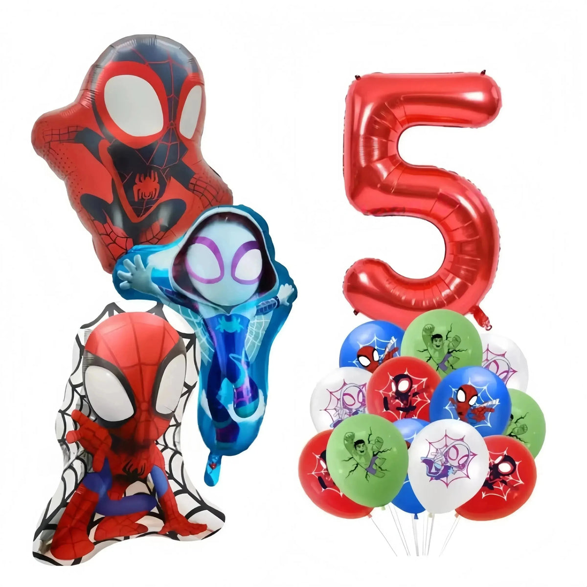 Spider and His Amazing Friends Spider Number Aluminum Balloons Birthday Party Decorations Balloon for Kids Baby Shower gifts