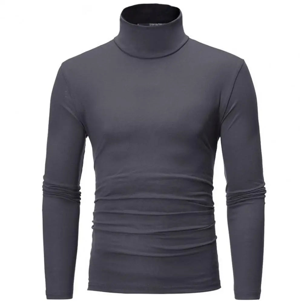 2021 New Men's Solid Color Turtleneck T Shirts Male Slim Fit Long Sleeve T Shirts Black White Men tshirt Tops S-3XL