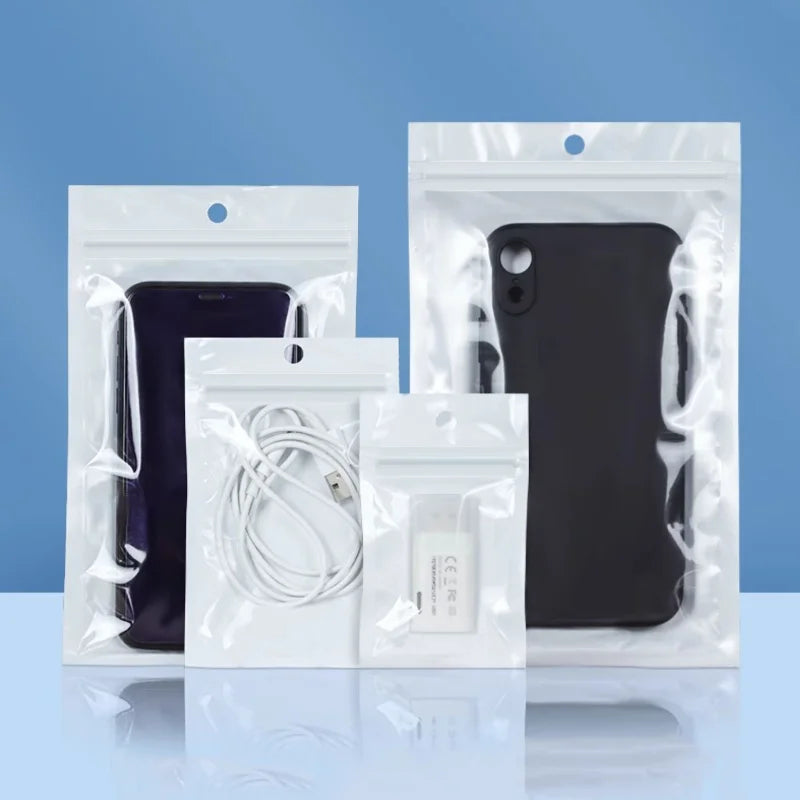 100 aircraft holes white pearlescent film yin and yang bone bag ziplock bag jewelry plastic packaging bag printing logo
