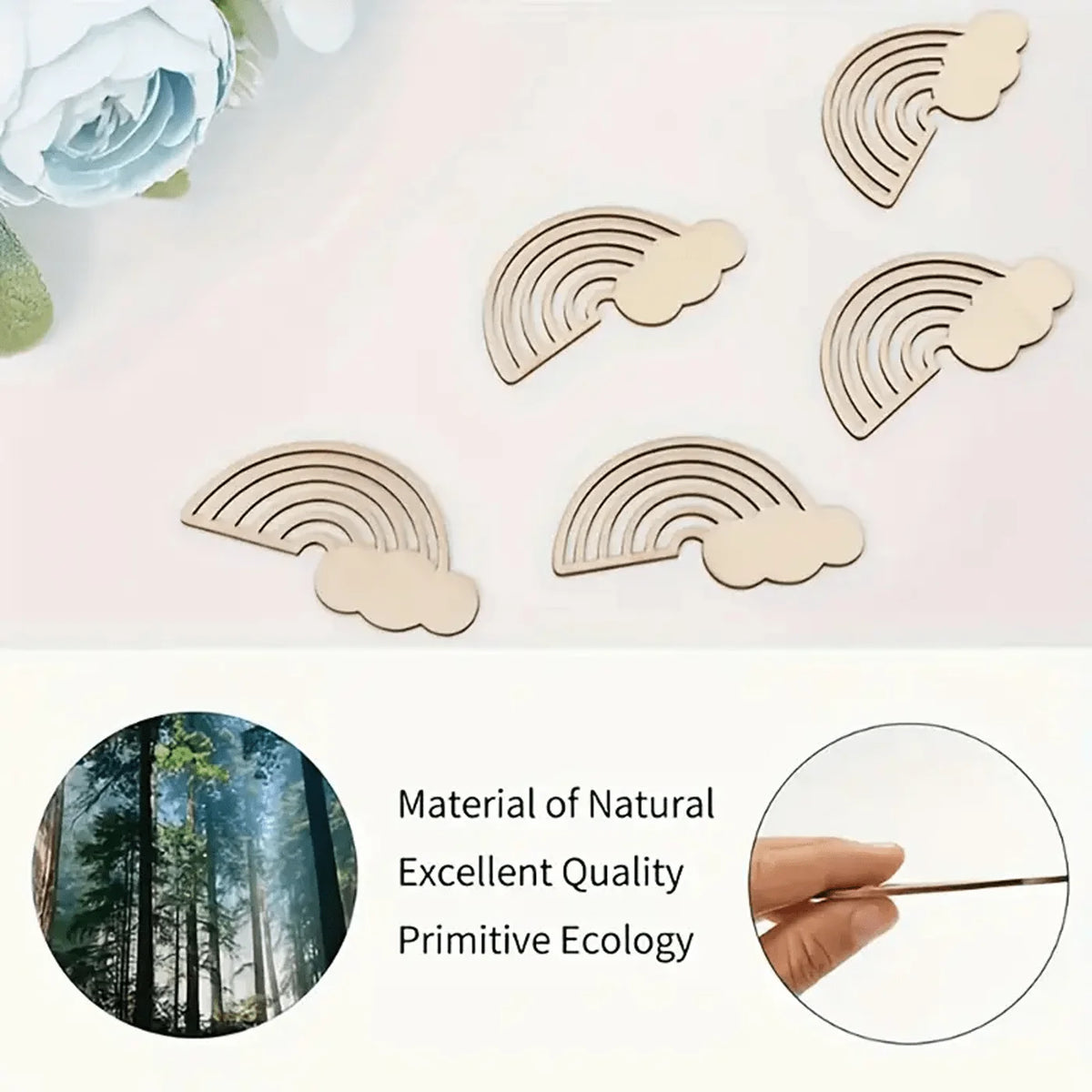 10/20/40pcs Wooden Rainbow and Cloud Shape Crafts for DIY Painting - Wedding - Unfinished Wooden Decorations