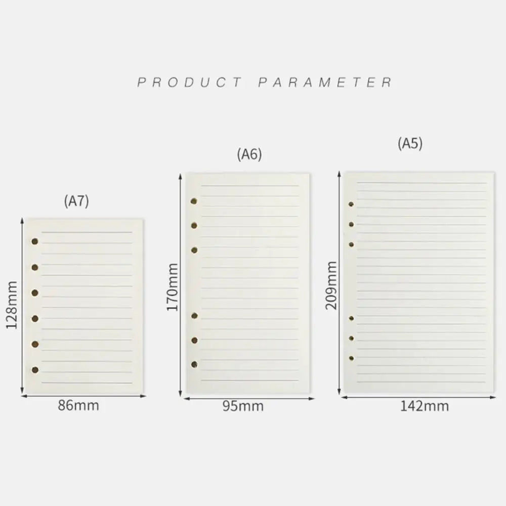80Sheets Kraft Paper Loose Leaf Paper A5/A6/A7 Horizontal Line/Blank 6-hole Binder Inner Page Notepad Inside Paper Gift