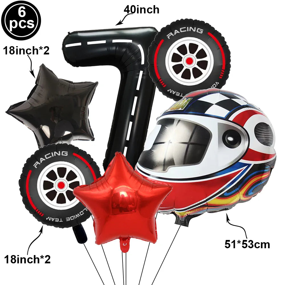 Motorcycle 2 3rd Birthday Party Decorations Motor Helmet Balloon Set Cake Toppers Banner Man Boys Motocross Sport Party Supplies