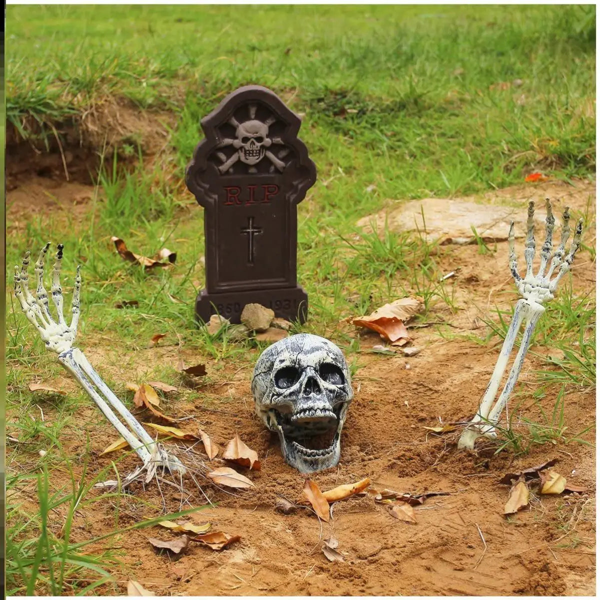 Halloween Decorations Home Decor Skeleton Head Outdoor Scary Props Realistic Skull Hands Yard Prank Festivals Party Supplies
