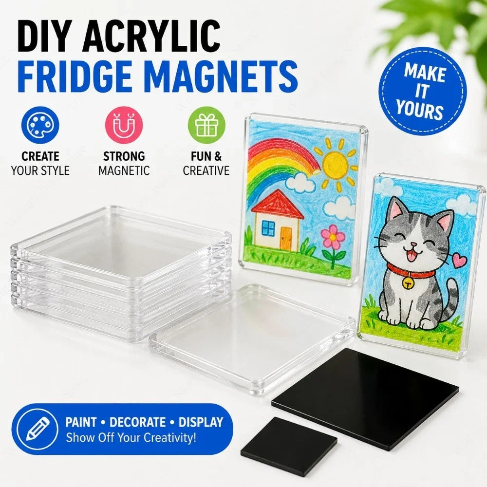 DIY Acrylic Fridge Magnet Kit Handmade Magnetic Sticker for Refrigerator Door Home Decor Craft Making Accessory Gift Supply Set