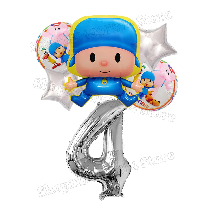 Kids Digit 1-10 Balloons P-pocoyos Kawaii Party Decoration Boys Girls Birthday Baby Shower Gender Reveal Ballons Children Gift