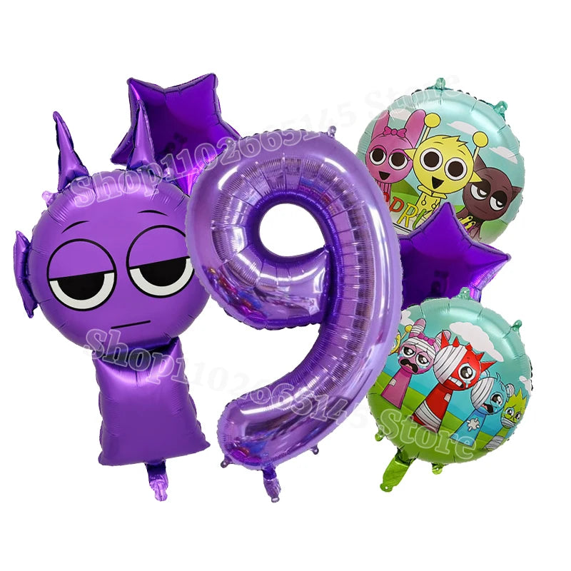 Sprunki Cute Balloons Kids New Digit 1-10 Party Decoration Boys Girls Birthday Baby Shower Gender Reveal Ballons Children Gift