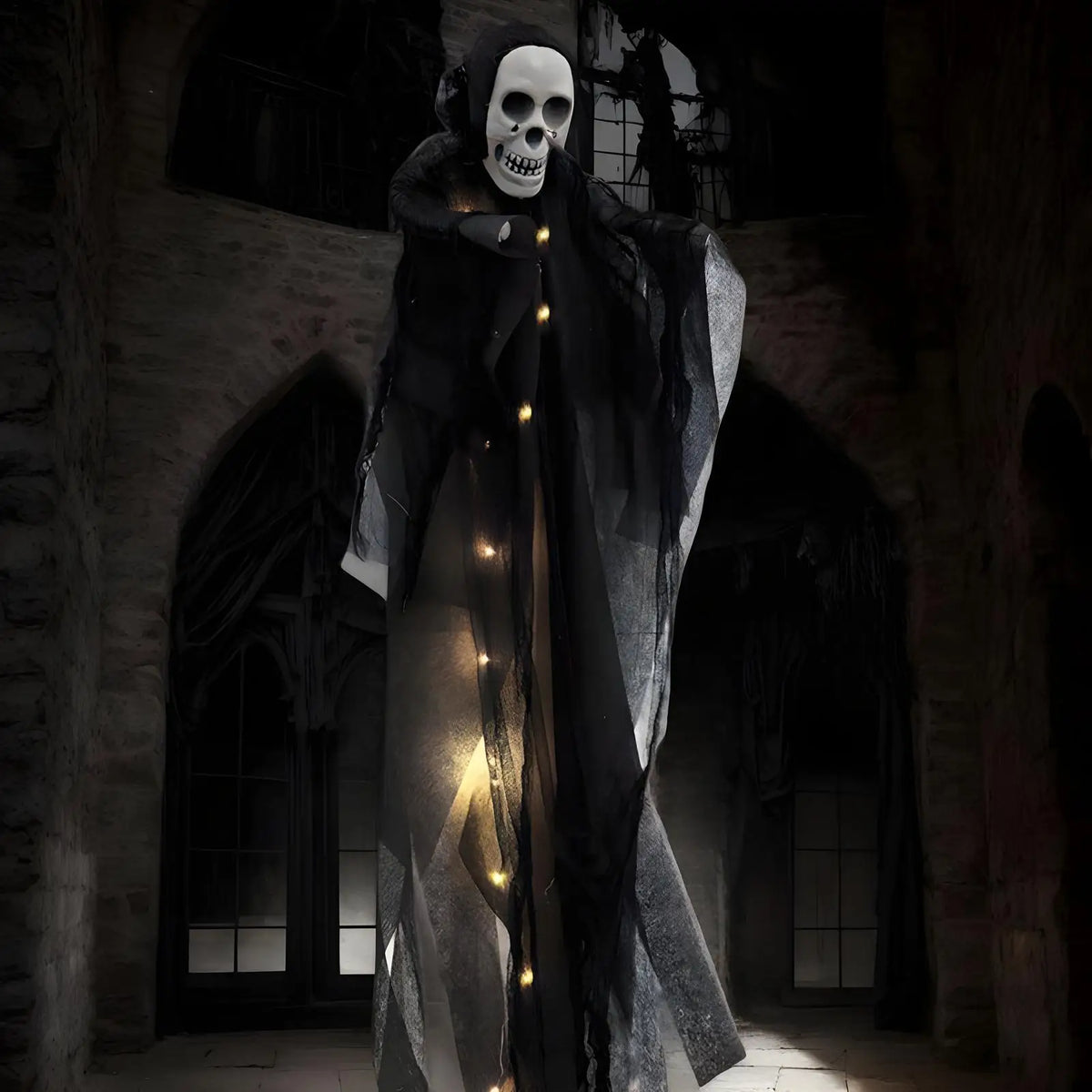 Halloween Hanging Skeleton Ghost Decoration Lighted Skull Ornament Horror Props Haunted House Outdoor Tree Decor Party Supplies