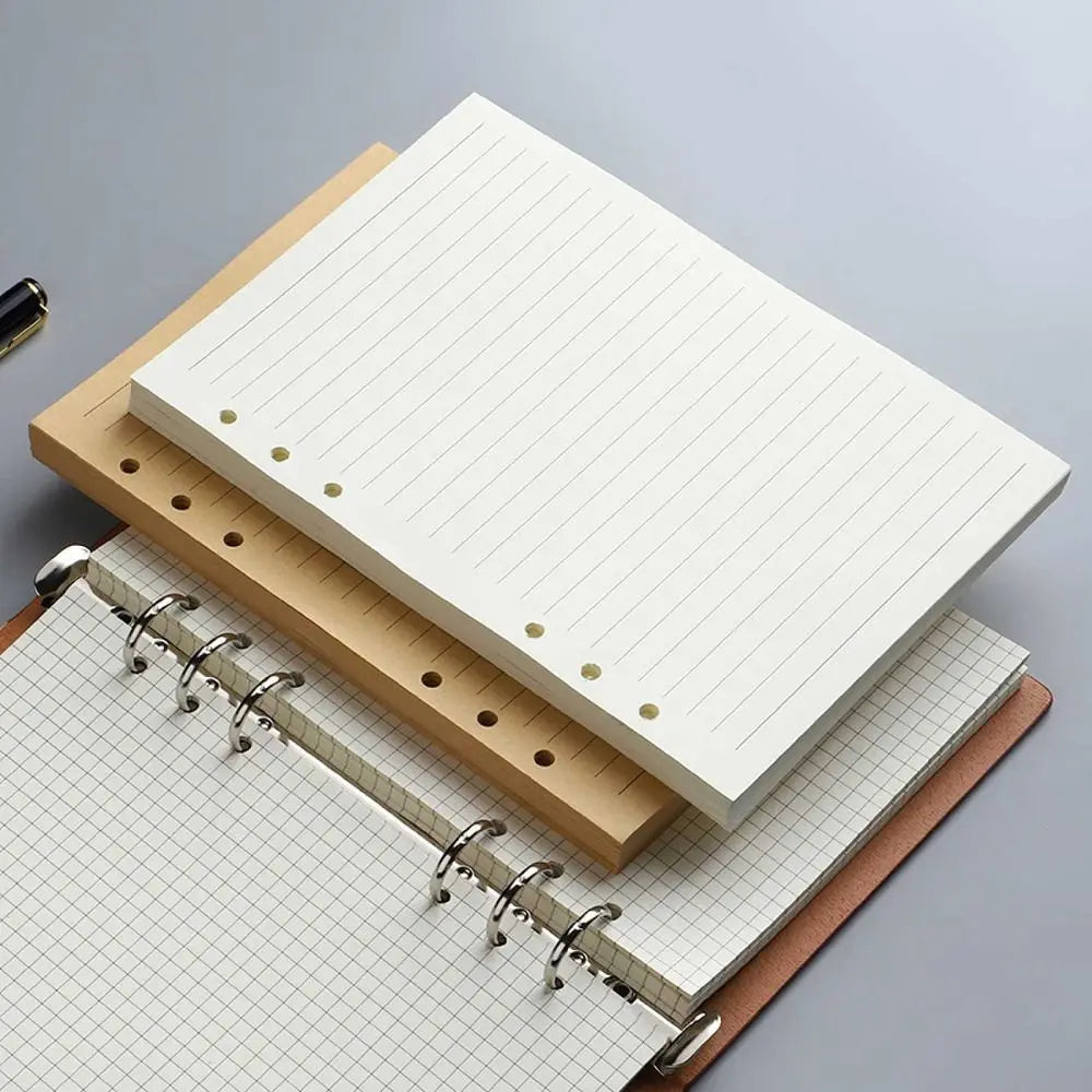 80Sheets Kraft Paper Loose Leaf Paper A5/A6/A7 Horizontal Line/Blank 6-hole Binder Inner Page Notepad Inside Paper Gift