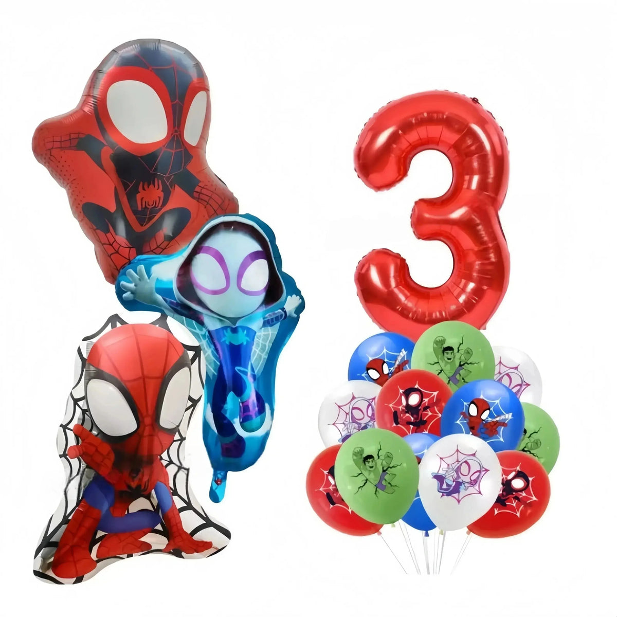 Spider and His Amazing Friends Spider Number Aluminum Balloons Birthday Party Decorations Balloon for Kids Baby Shower gifts