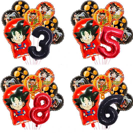 Dragons Ball Boy Birthday Balloon Decoration Son Goku Kids Party Supplies Number Ballons Anime Cartoon Foil Round Balloons