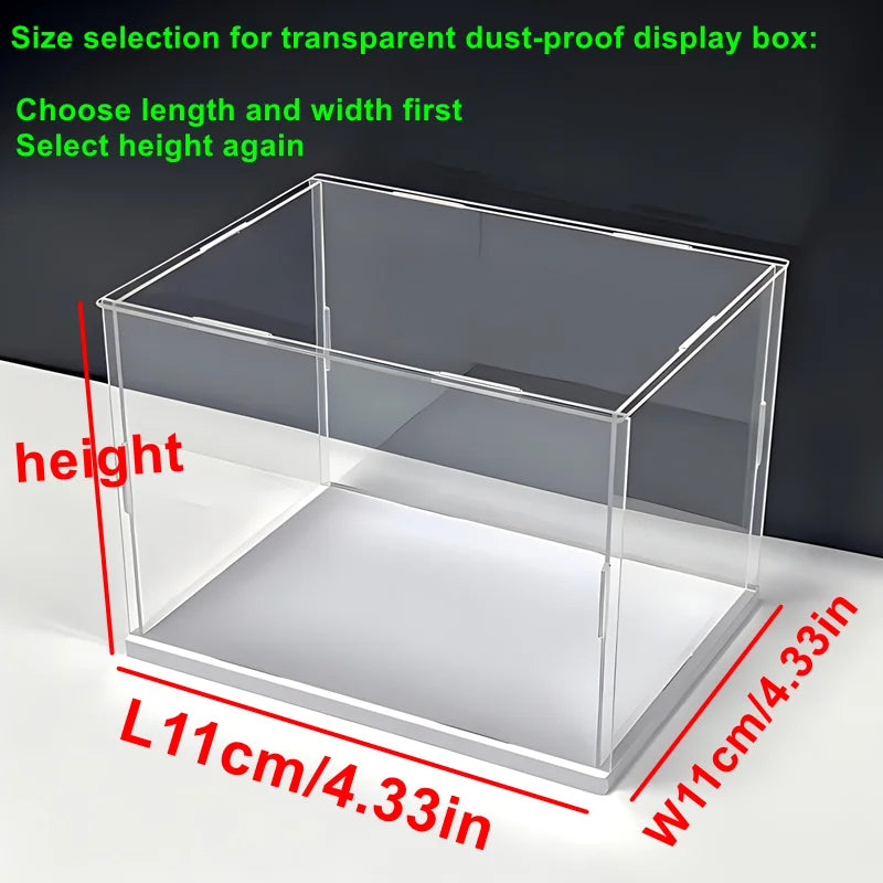 1pc Transparent Self-Assembled Display Box, Transparent Dustproof Protection Storage Cabinet, White Base Labubu Storage Box