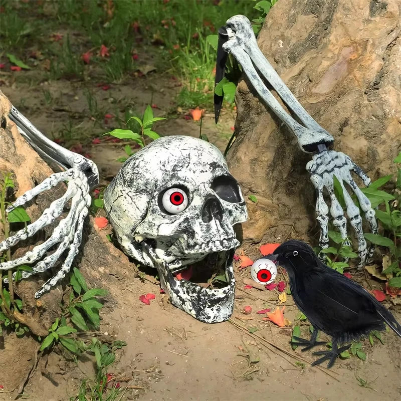 Halloween Decorations Home Decor Skeleton Head Outdoor Scary Props Realistic Skull Hands Yard Prank Festivals Party Supplies