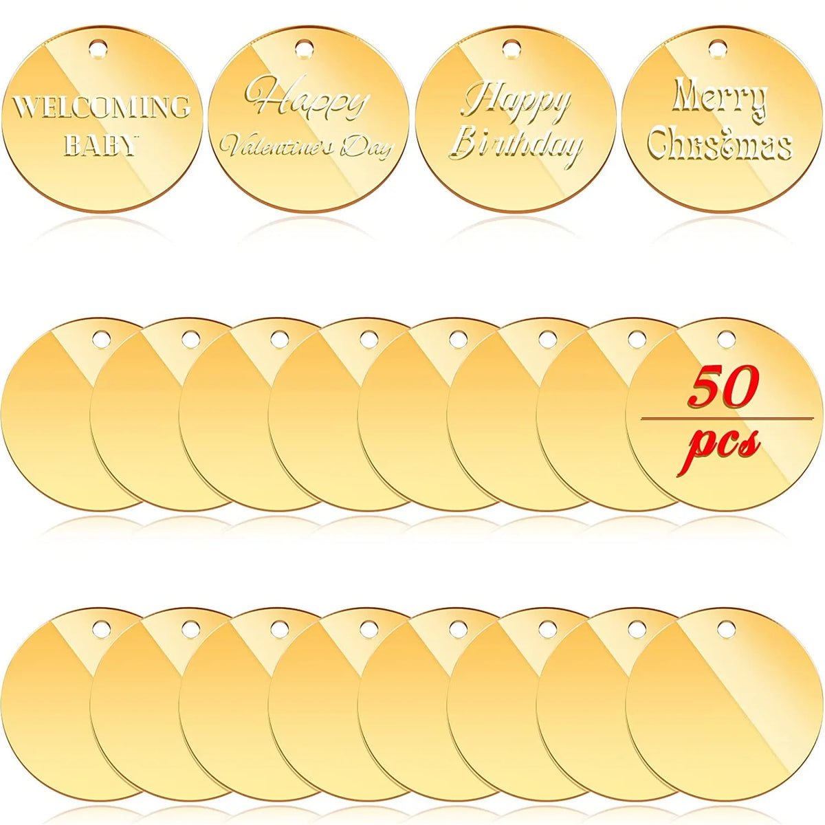 Gold Transparent Frosted Acrylic Perforated Discs 5/7.5/10cm Circular Decorative Boards for DIY Craft Projects