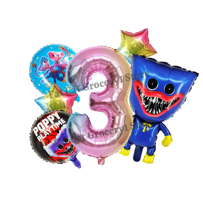 Poppys Playtime Anime Balloons New Kids Birthday Number 1-10 Ballons Baby Shower Gender Reveal Party Decoration Children Gift
