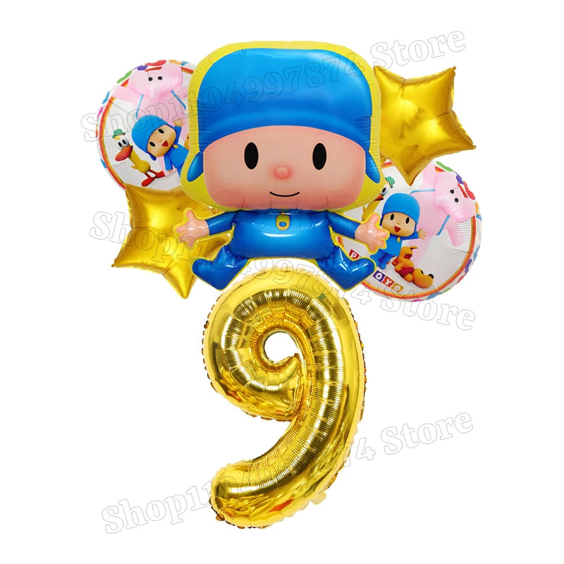 Kids Digit 1-10 Balloons P-pocoyos Kawaii Party Decoration Boys Girls Birthday Baby Shower Gender Reveal Ballons Children Gift