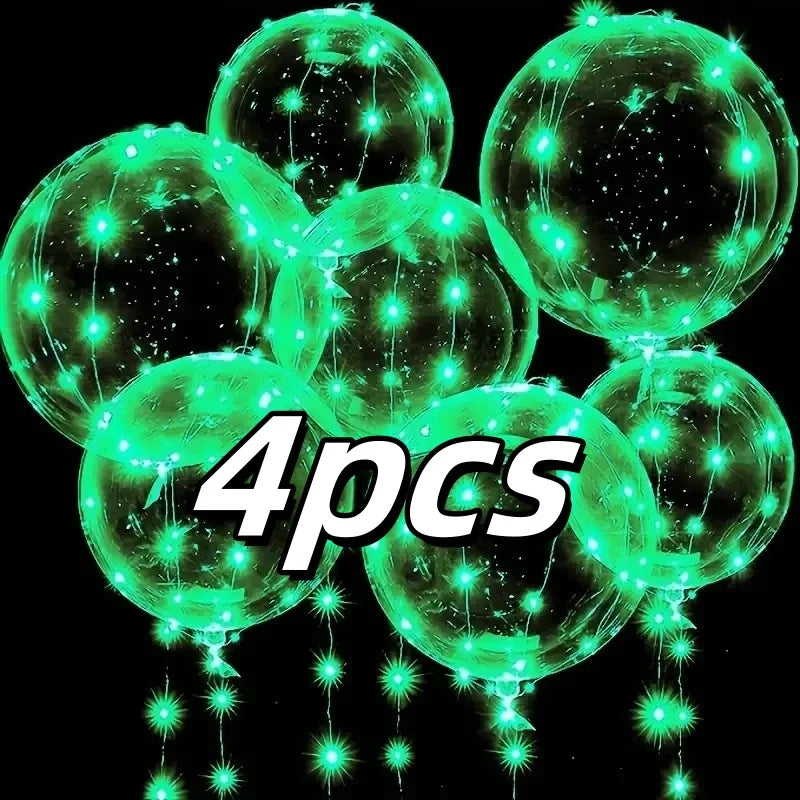 4PCS Led Balloon With Light Luminous Transparent Bobo Ballons Wedding Birthday Party Decoration LED Light Balloon