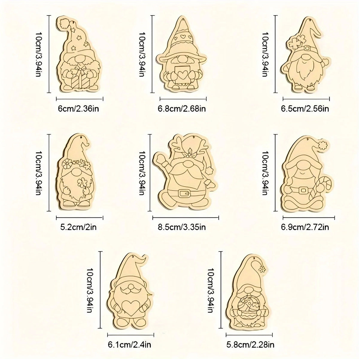 16pcs/set Elf Gnome Series Wooden Hanging Craft Kit DIY Painting Crafts for Merry Christmas Home Party Decoration Supplies