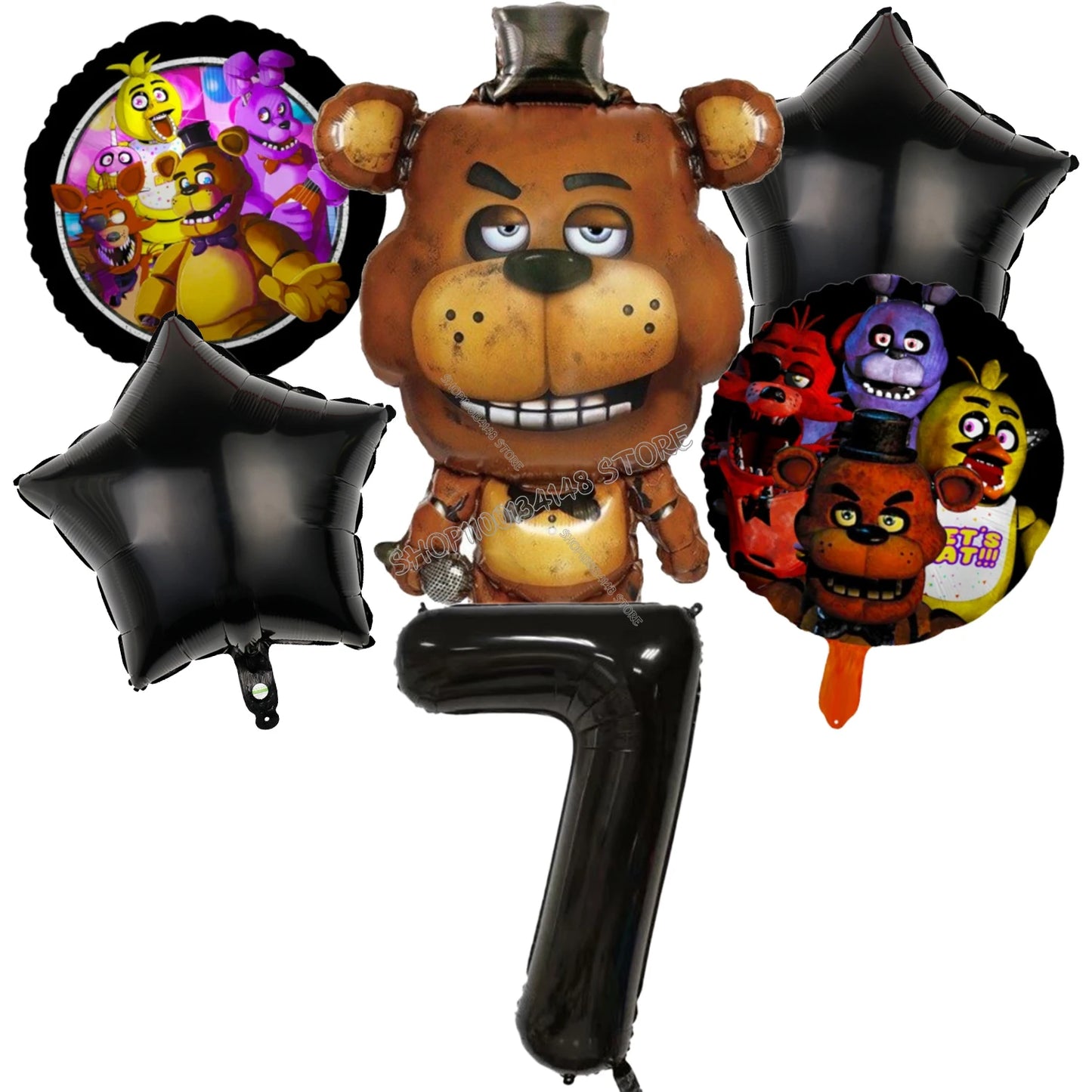 Fnafs Birthday Ballons 6pcs Five Nights At Freddys Party Number Balloons Decoration Props Ornaments Aluminium Balloon Kids Gift