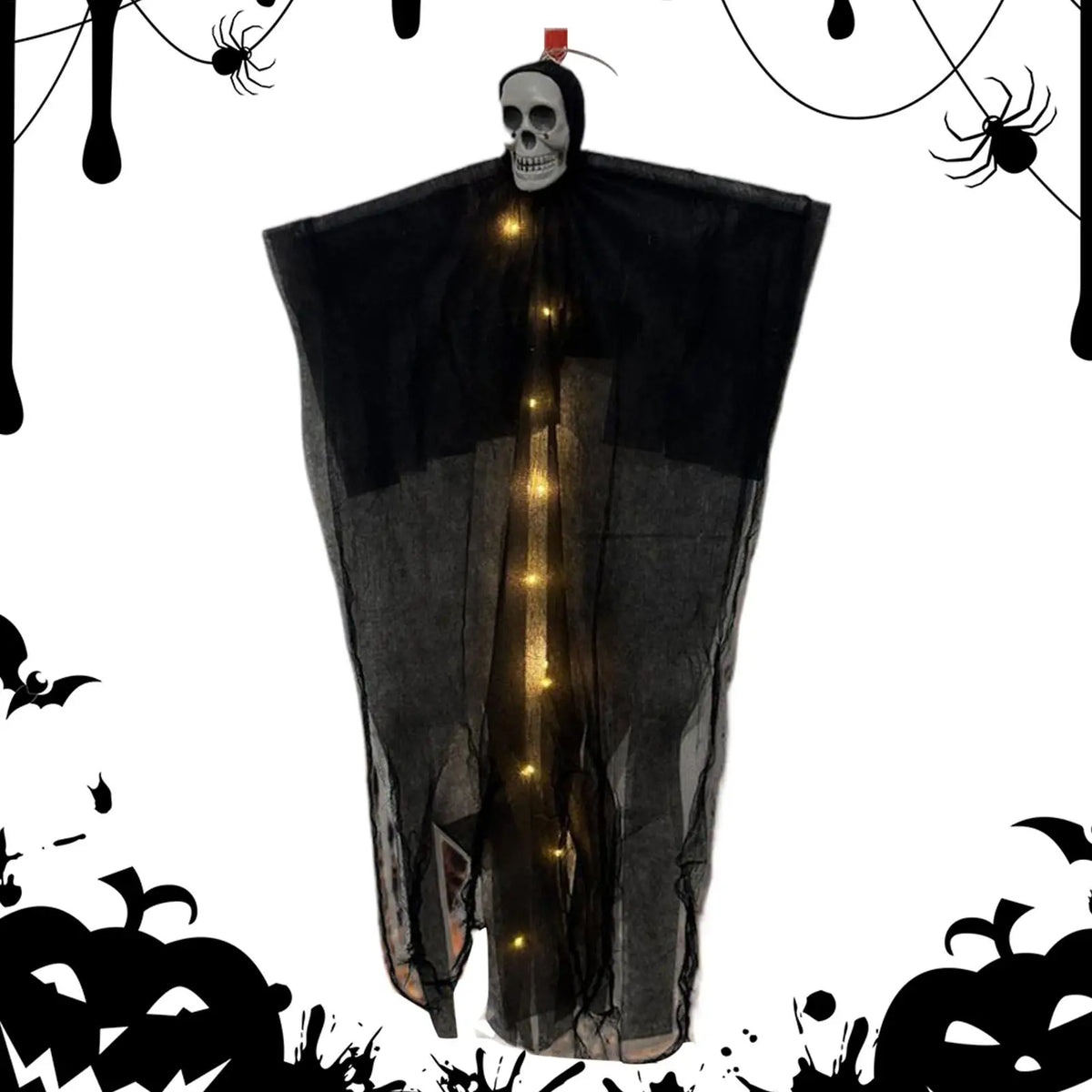 Halloween Hanging Skeleton Ghost Decoration Lighted Skull Ornament Horror Props Haunted House Outdoor Tree Decor Party Supplies