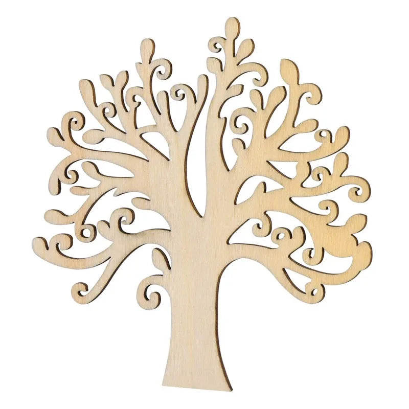 10pcs/lot Blank Wooden Tree Embellishments for DIY Crafts, Wooden Ornaments Unfinished Painting Wood Crafts for Home Decor