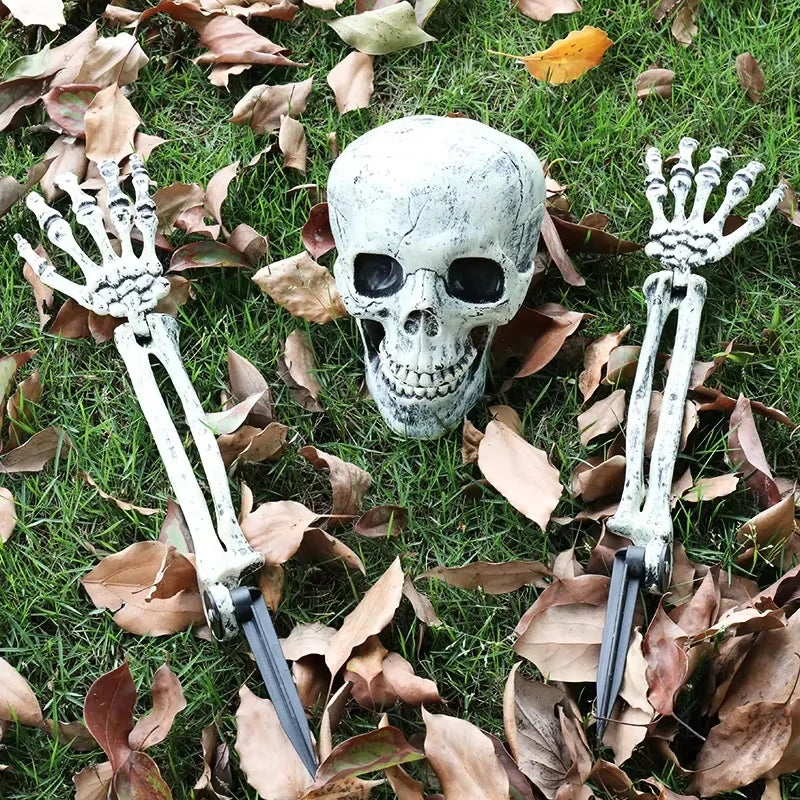 Halloween Decorations Home Decor Skeleton Head Outdoor Scary Props Realistic Skull Hands Yard Prank Festivals Party Supplies