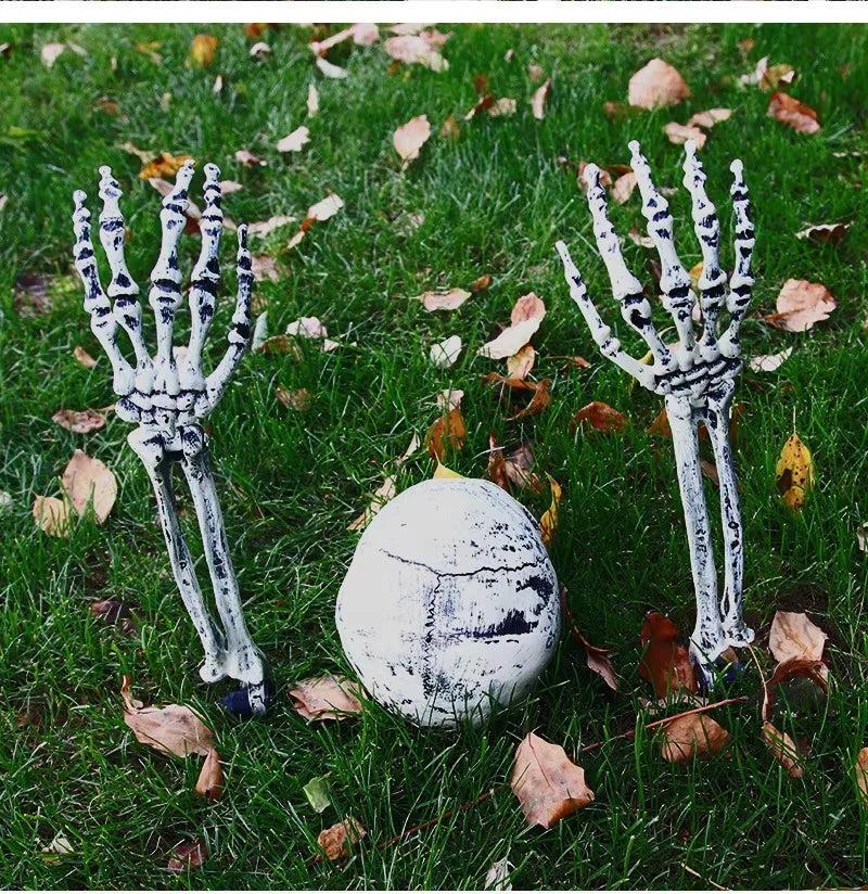 Halloween Decorations Home Decor Skeleton Head Outdoor Scary Props Realistic Skull Hands Yard Prank Festivals Party Supplies