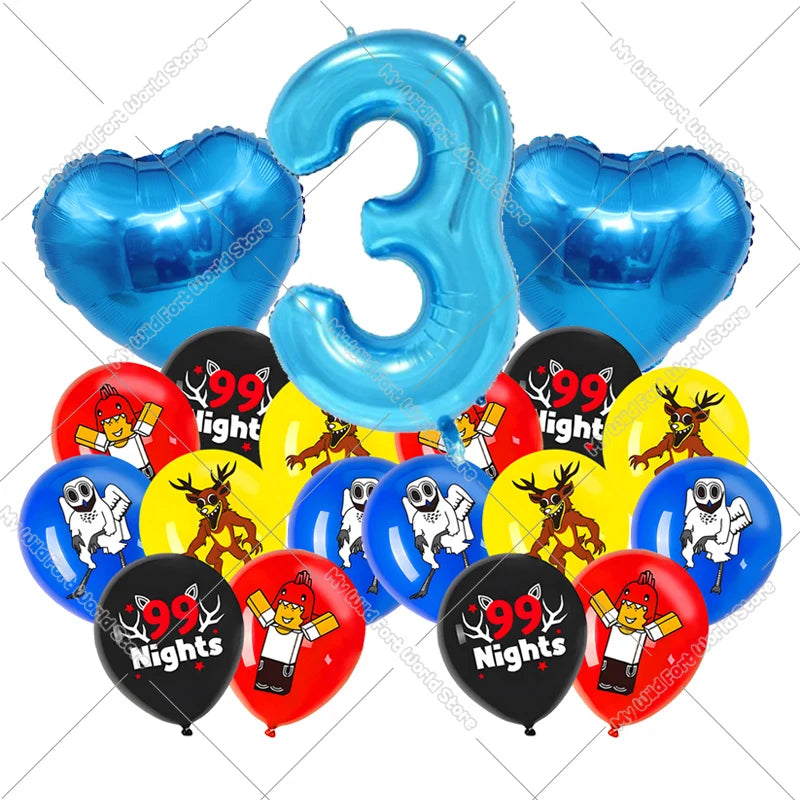 99 Nights in The Forest Birthday Number Ballons Set Balloons Baby Shower Party Decoration Hot Game Party Supplies Girl Boy Gift