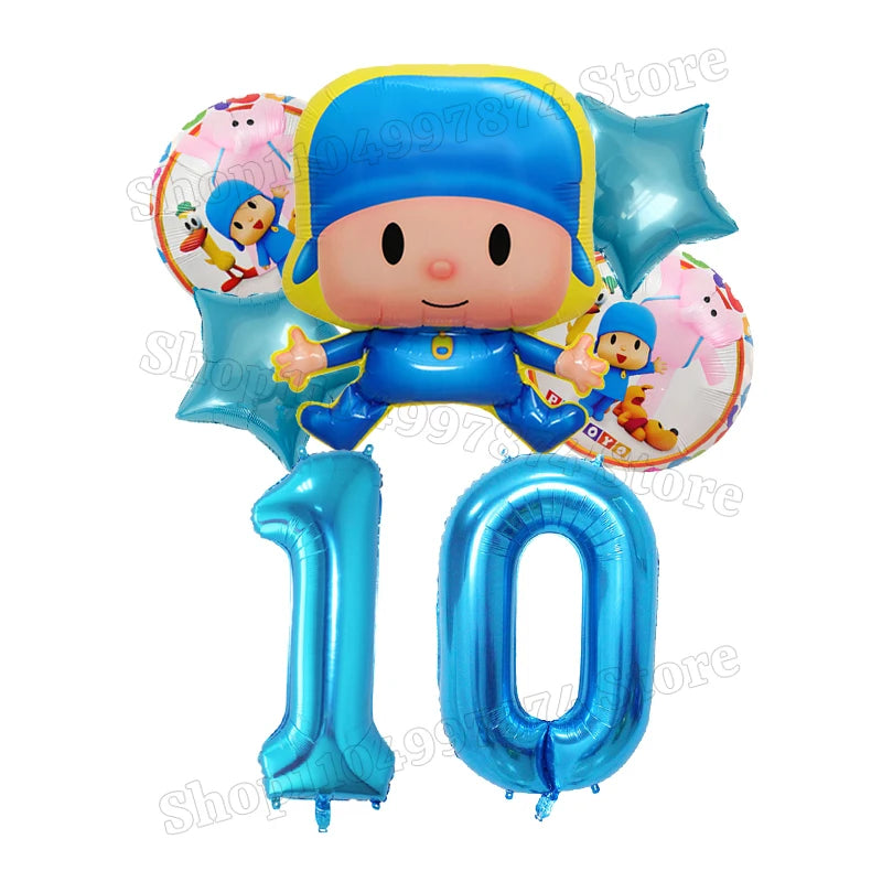 Kids Digit 1-10 Balloons P-pocoyos Kawaii Party Decoration Boys Girls Birthday Baby Shower Gender Reveal Ballons Children Gift