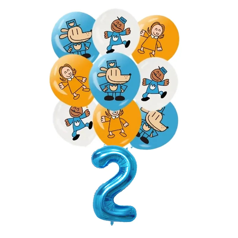 Dog Man Movie Theme Balloon Birthday Number Balloons Cartoon Comic Child Party Decoration Baby Shower Supplies Ballons Kids Gift