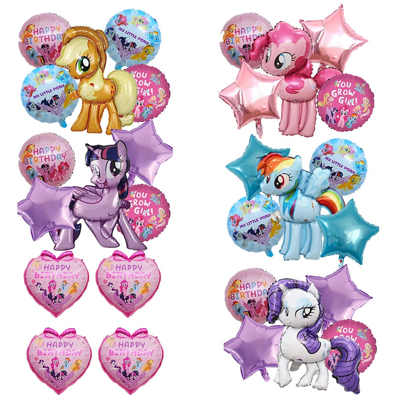 My Little Ponys Theme Balloon Set Baby Shower Party Ballons Cartoon Anime Balloons Decoration Photographic Prop Birthday Gift