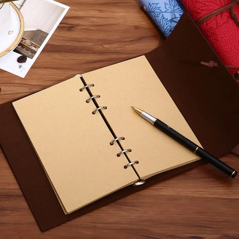 80Sheets Kraft Paper Loose Leaf Paper A5/A6/A7 Horizontal Line/Blank 6-hole Binder Inner Page Notepad Inside Paper Gift