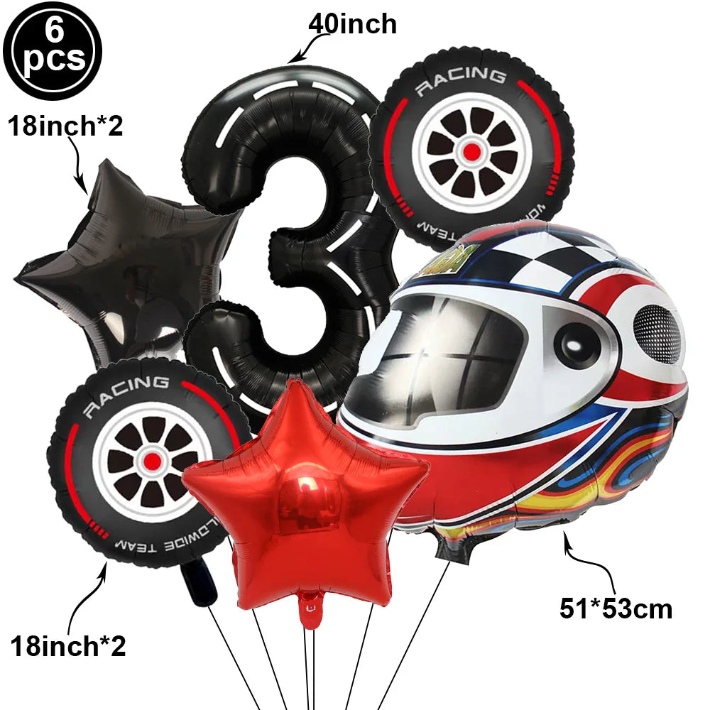 Motorcycle 2 3rd Birthday Party Decorations Motor Helmet Balloon Set Cake Toppers Banner Man Boys Motocross Sport Party Supplies
