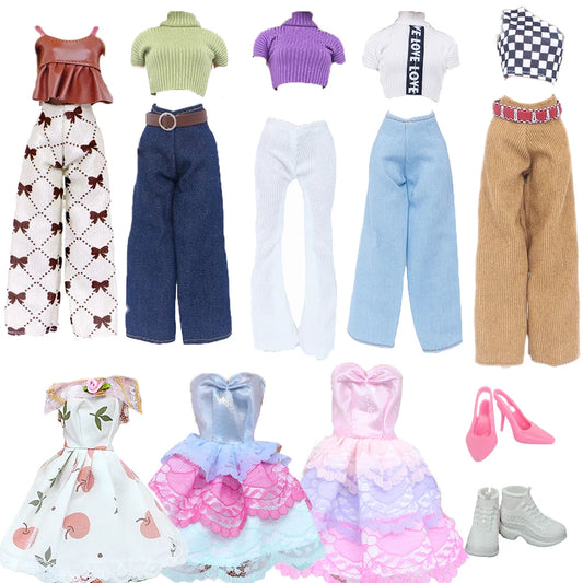 Modern Doll Clothes 11.8'' 30cm Girl Doll Outfit Mini Dress with High Heel Shoes Boots Accessories Kids Doll Toy