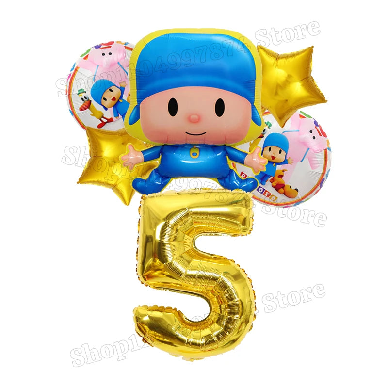 Kids Digit 1-10 Balloons P-pocoyos Kawaii Party Decoration Boys Girls Birthday Baby Shower Gender Reveal Ballons Children Gift