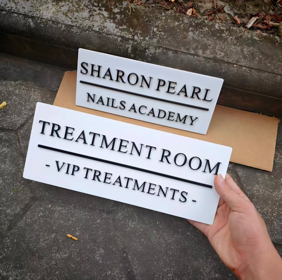 Custom Signs for Small Businesses, Acrylic Door Plates, 3D Laser Cut Door Plates, Signs for Beauty and Hair Salons, Personalized