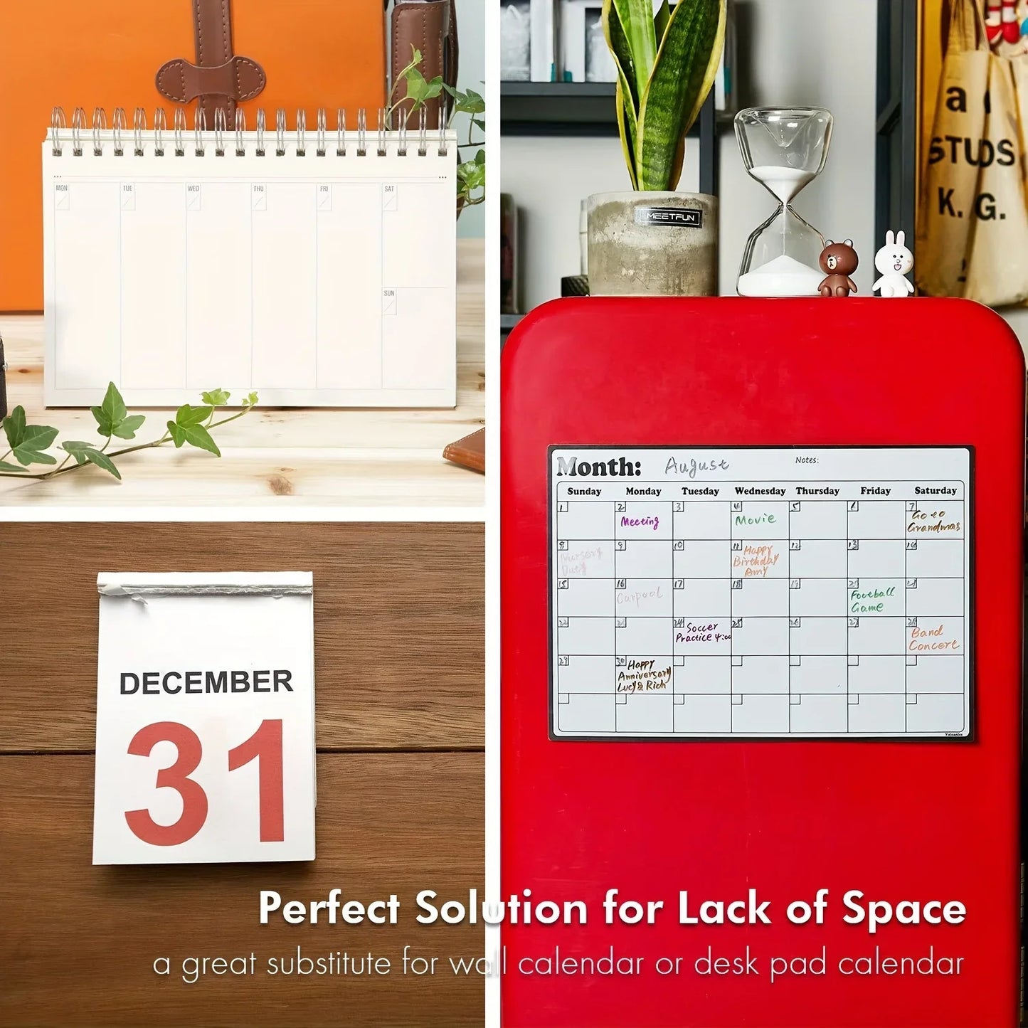 Blank Monthly Calendar Pad, Undated Wall/Desk Planner for Schedule & Vacation Planning, Summer Home & Office Organizer