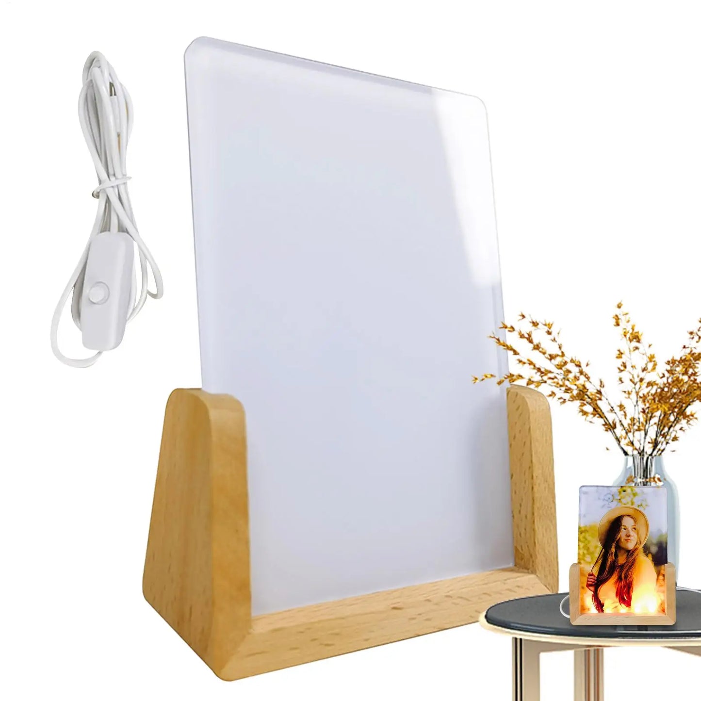 Sublimation Acrylic Blank Sublimation Photo Blanks 3D Night LED Light Lamp Base Heat Transfer Acrylic Photo Frame Blank