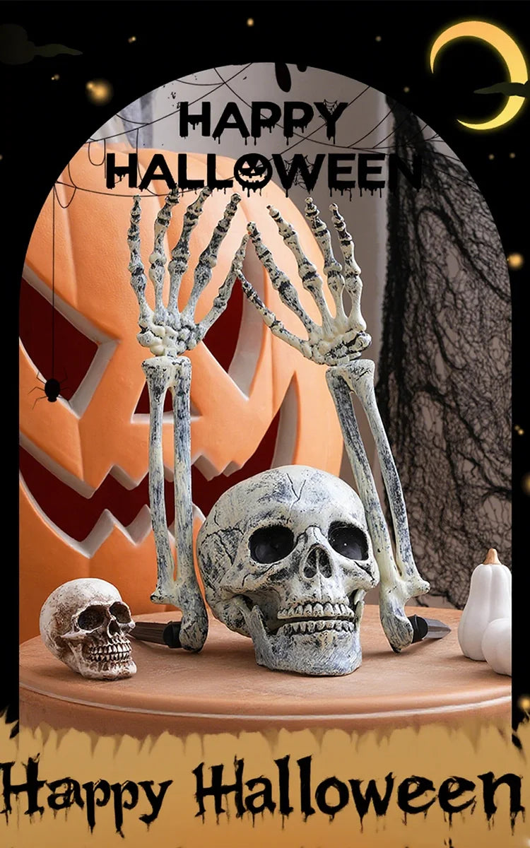 Halloween Decorations Home Decor Skeleton Head Outdoor Scary Props Realistic Skull Hands Yard Prank Festivals Party Supplies